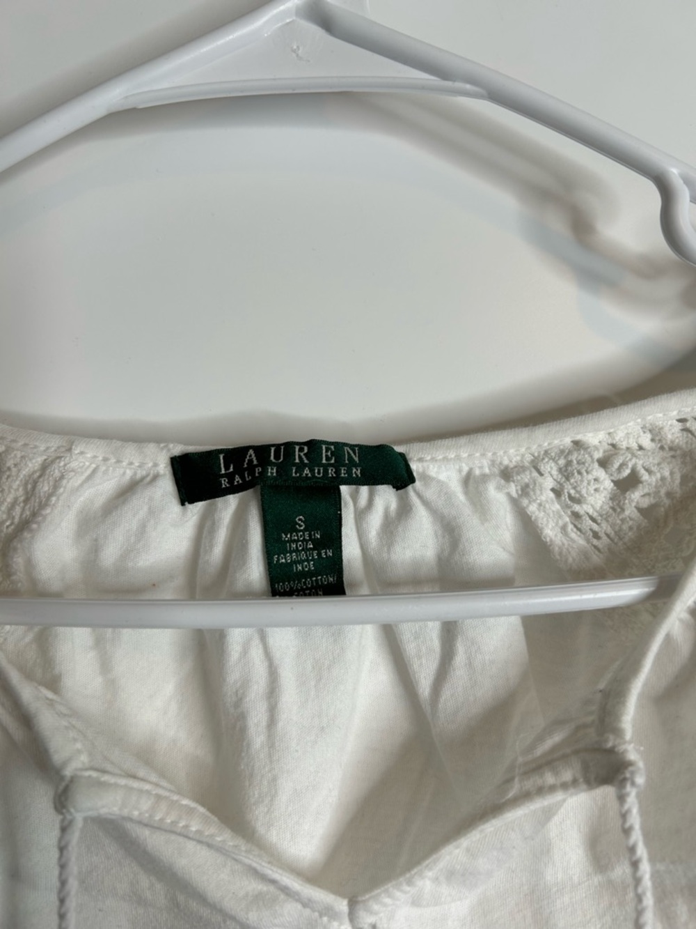 Lauren Ralph Lauren Women’s Small White Top Tie Front 6207 - Picture 2 of 7
